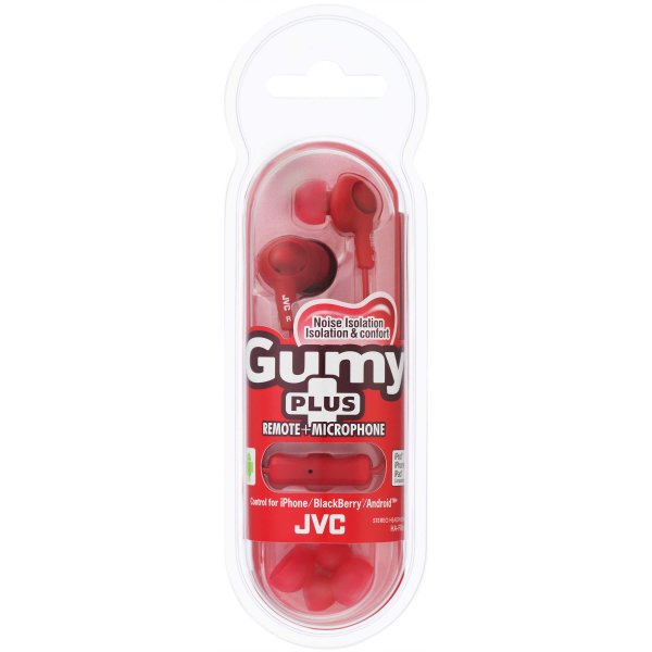 JVC Hodetelefoner FR6 Gumy Plus Mic Rød