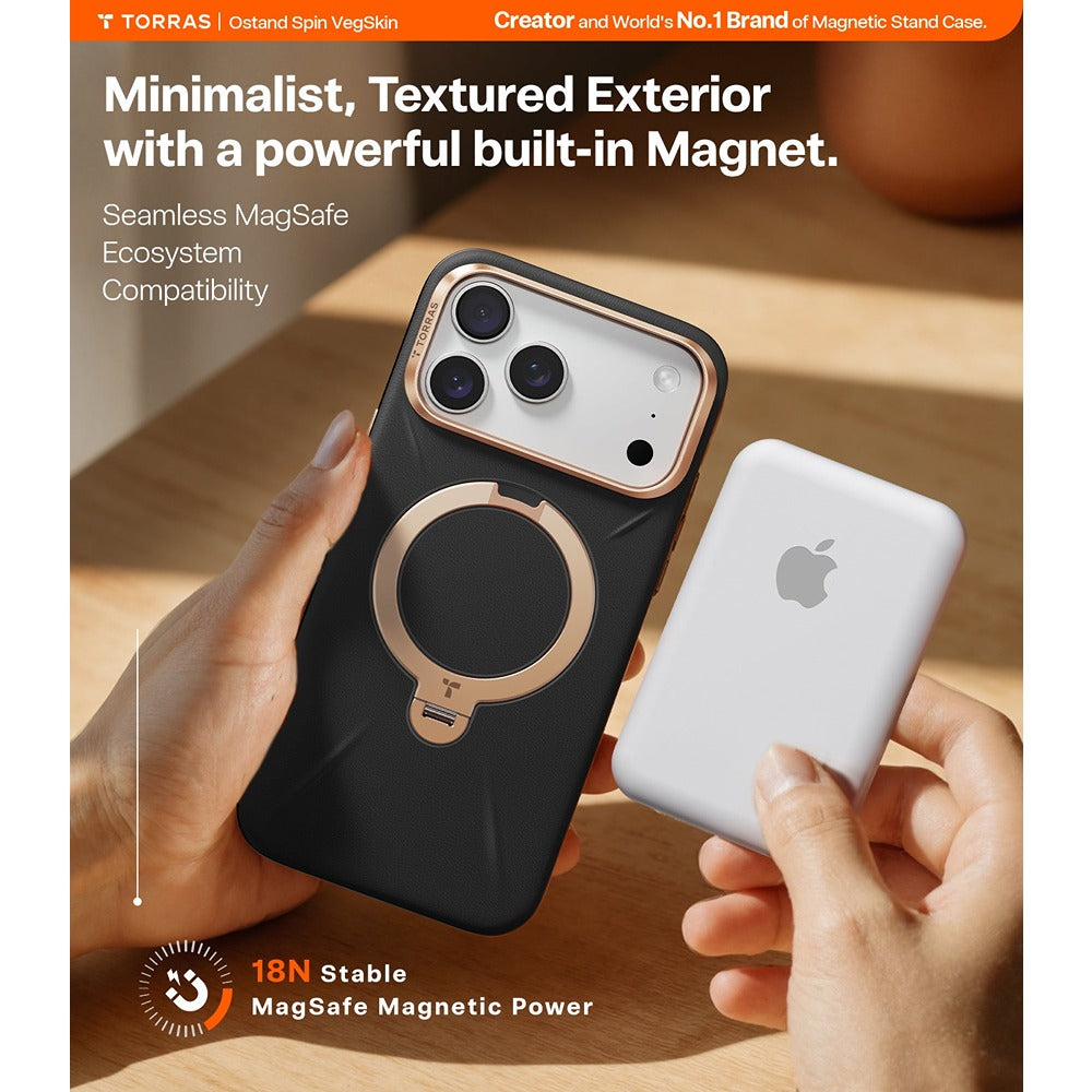 Torras iPhone 17 Pro Deksel Ostand Q3 Vegskin Obsidian Black