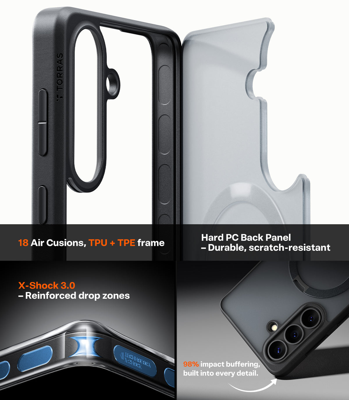 Torras Samsung Galaxy S26 Deksel Ostand Q3 Spin Obsidian Black