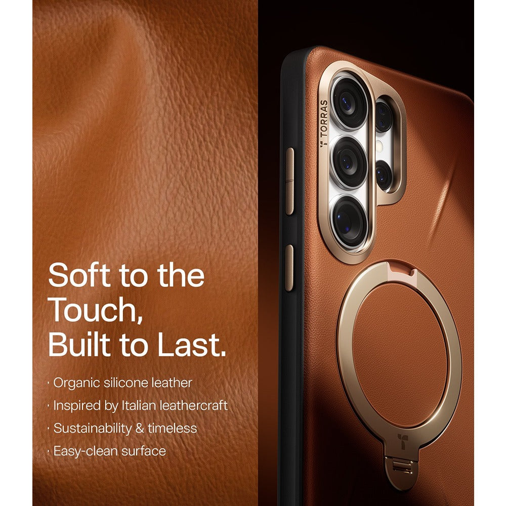 Torras Samsung Galaxy S26 Ultra Deksel Ostand Q3 Vegskin Amber Brown