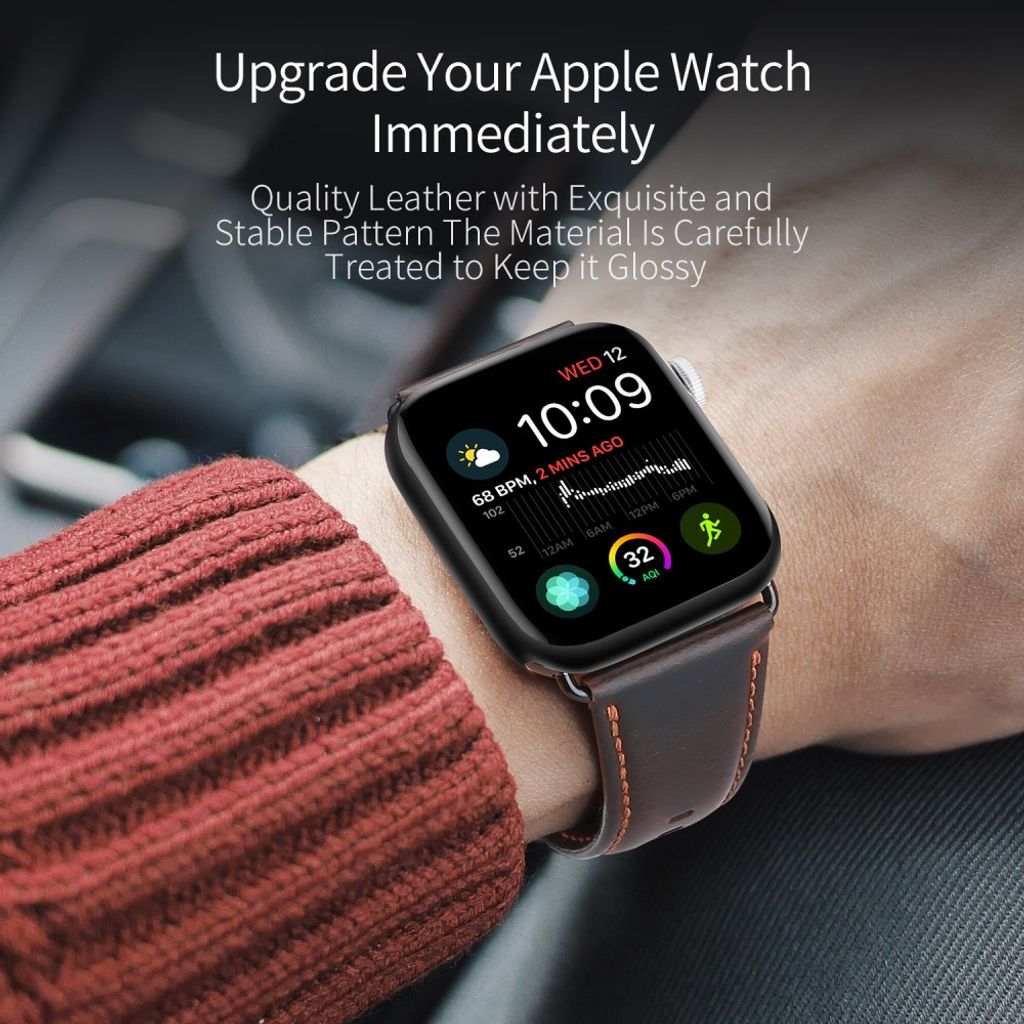 Dux Ducis Apple Watch 44/45/46mm/Ultra 49mm Armbånd Äkta Läder Mörkbrun