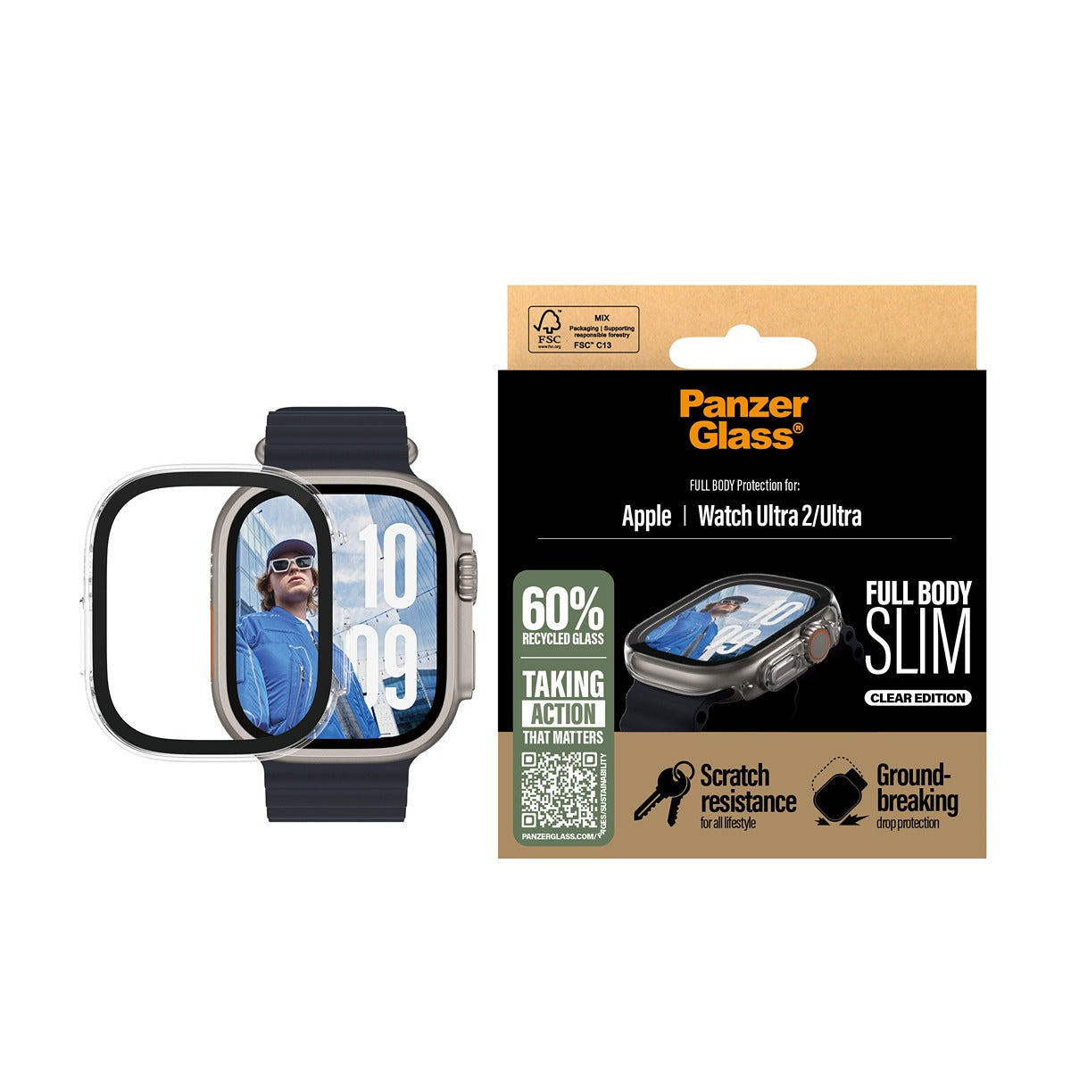 PanzerGlass Apple Watch Ultra 49mm Deksel med Skjermbeskytter Full Body Klar