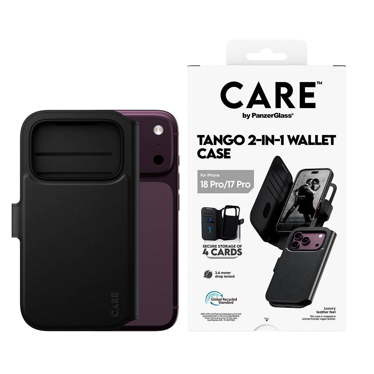 CARE by PanzerGlass iPhone 17 Pro/iPhone 18 Pro Etui Tango Wallet MagSafe Svart