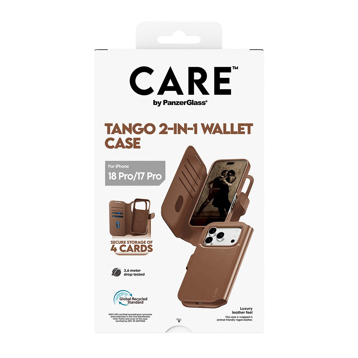 CARE by PanzerGlass iPhone 17 Pro/iPhone 18 Pro Etui Tango Wallet MagSafe Brun