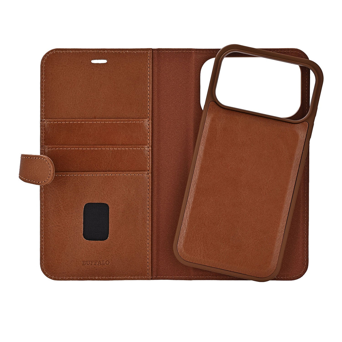 Buffalo iPhone 17 Pro Max/iPhone 18 Pro Max Etui 2-i-1 Avtakbar lommebok Brun