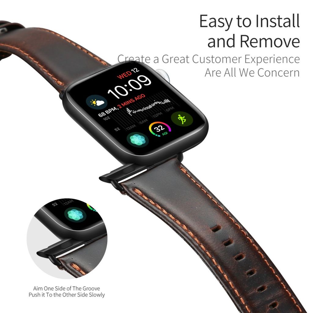Dux Ducis Apple Watch 44/45/46mm/Ultra 49mm Armbånd Äkta Läder Mörkbrun