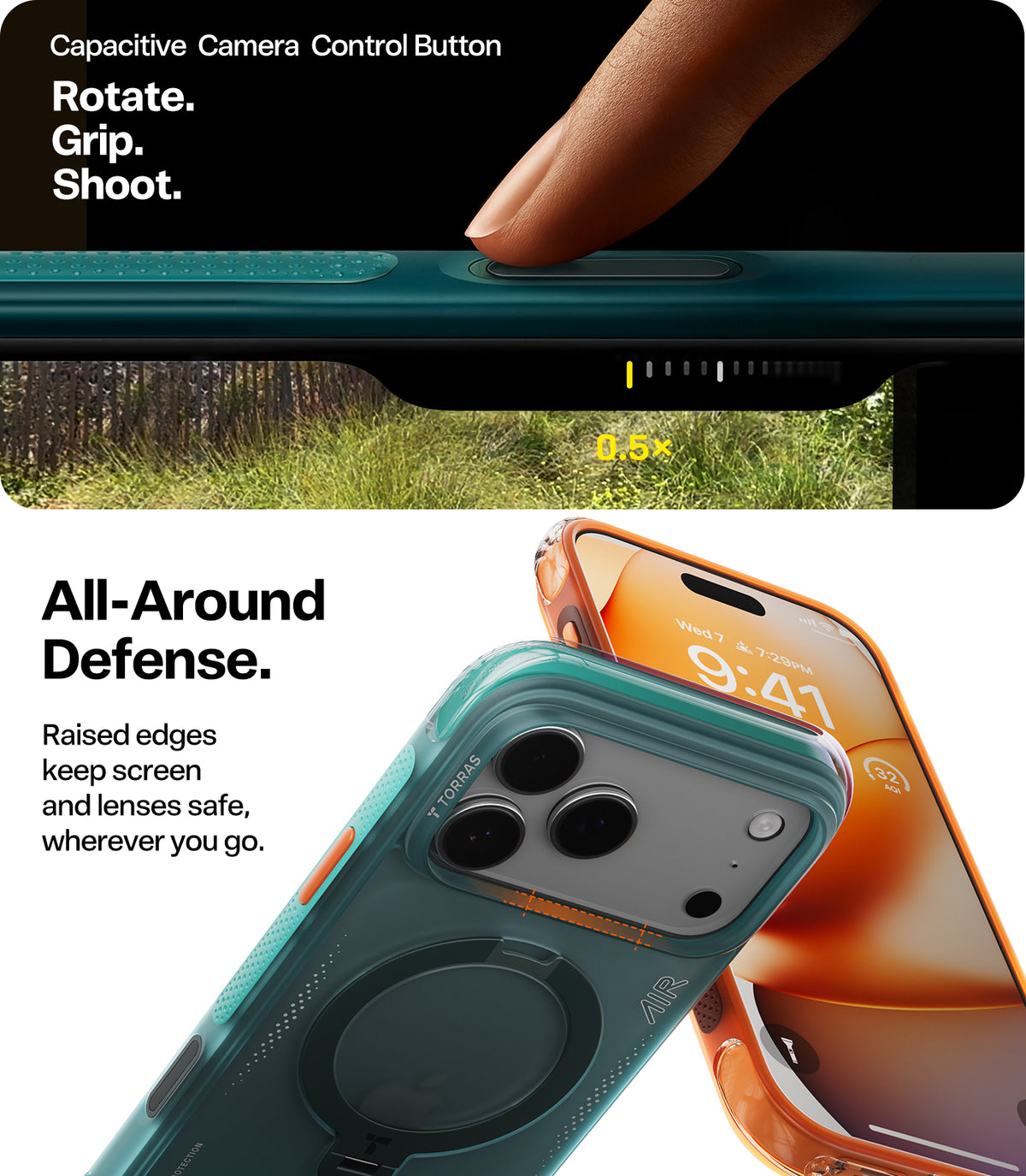 Torras iPhone 17 Pro Deksel Ostand Q3 Air Glacier Sprint