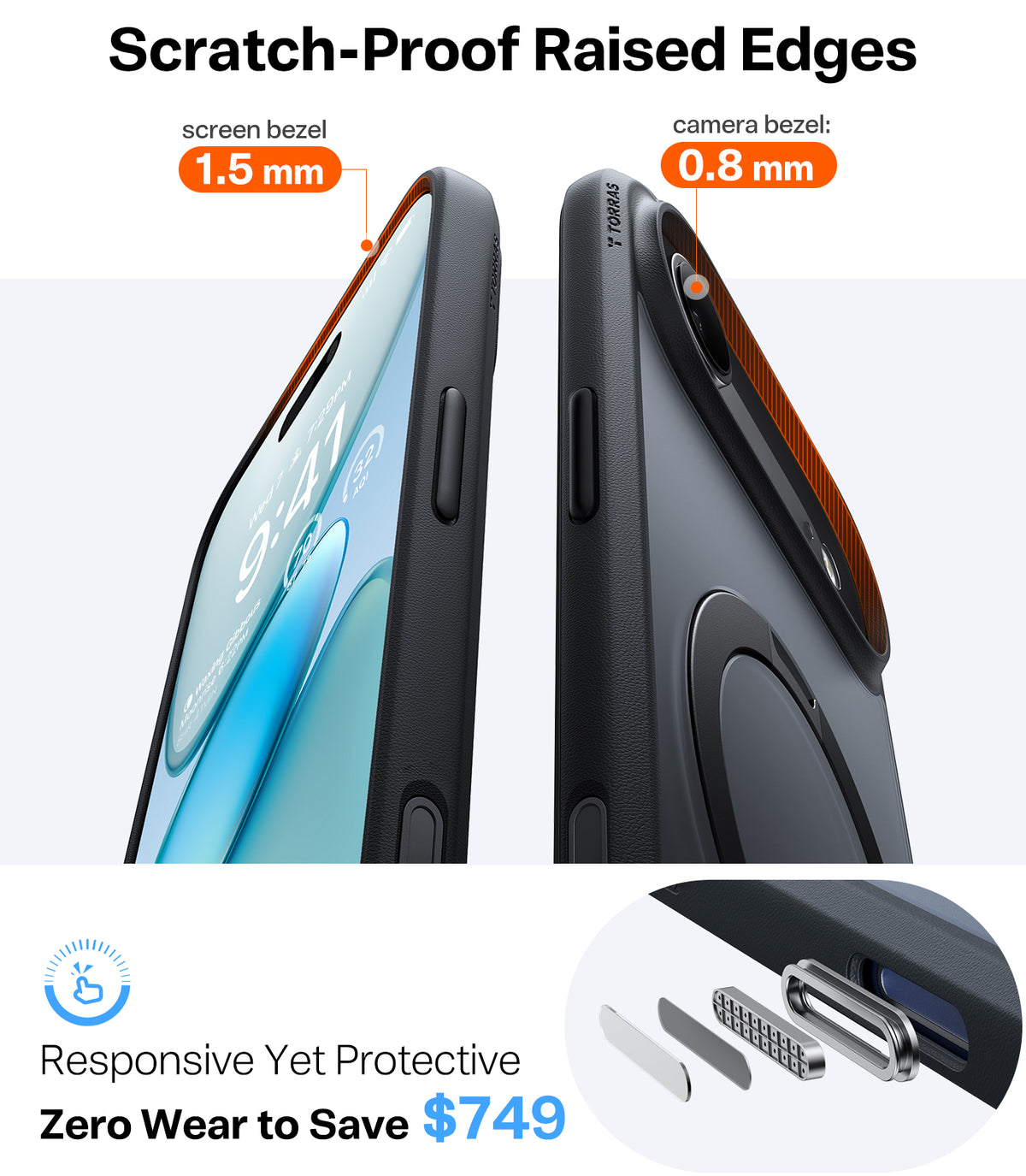 Torras iPhone Air Deksel Ostand Q3 Spin Obsidian Black