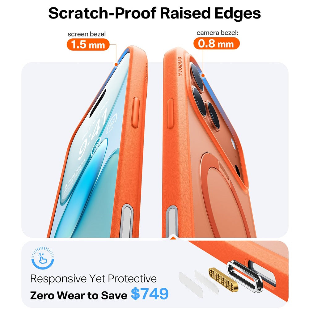 Torras iPhone 17 Pro Max Deksel Ostand Q3 Spin Energy Oransje