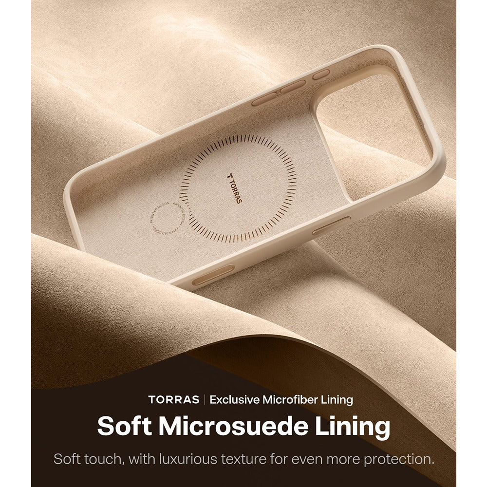 Torras iPhone 17 Pro Max Deksel Ostand Q3 Silicone Desert Gold