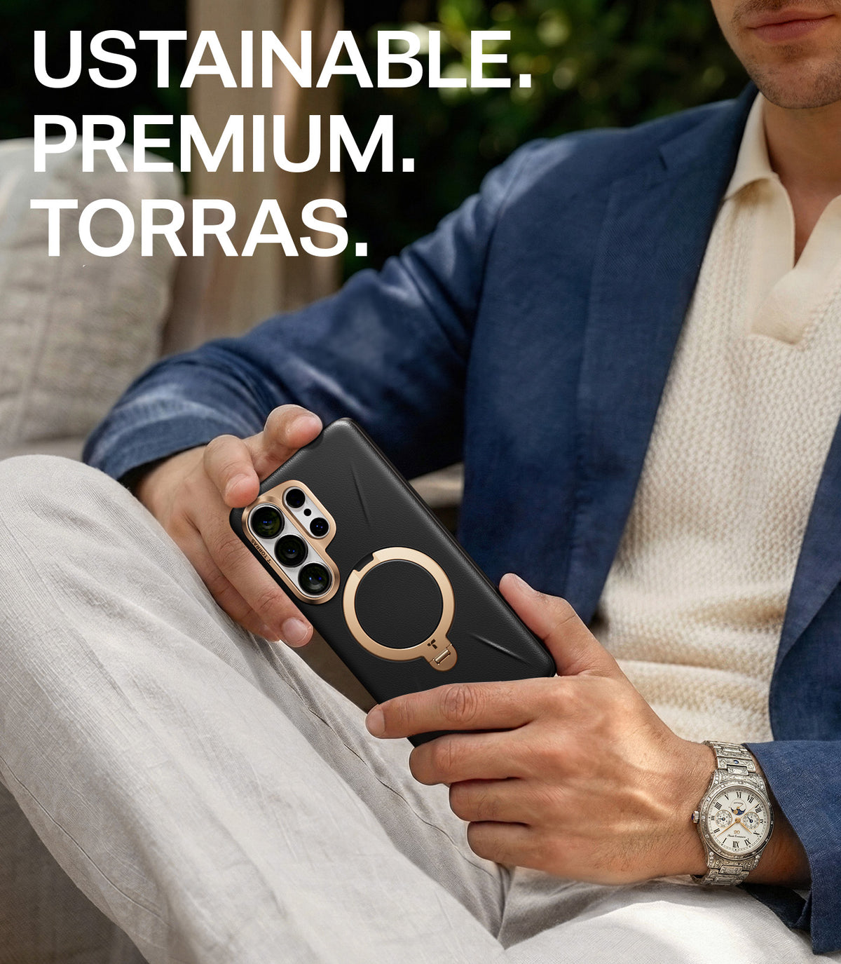 Torras Samsung Galaxy S26 Ultra Deksel Ostand Q3 Vegskin Obsidian Black