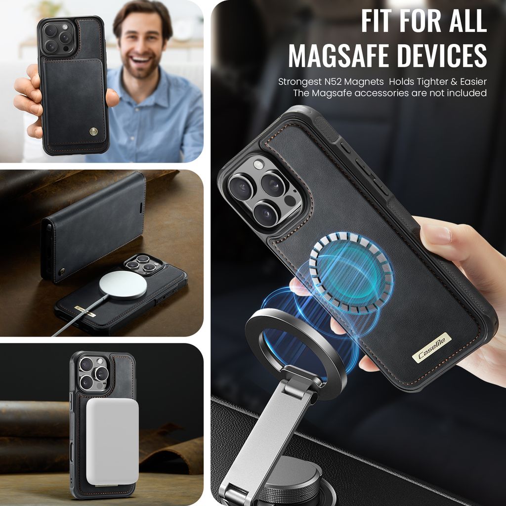 CaseMe iPhone 15 Pro Max Etui C49 Series Svart