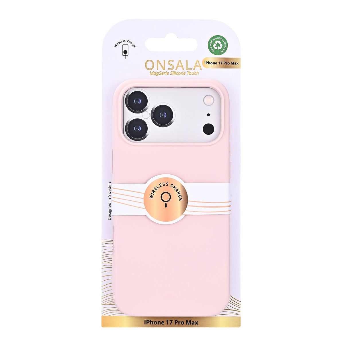 Onsala iPhone 17 Pro Max/iPhone 18 Pro Max Deksel Silikonfølelse Chalk Pink