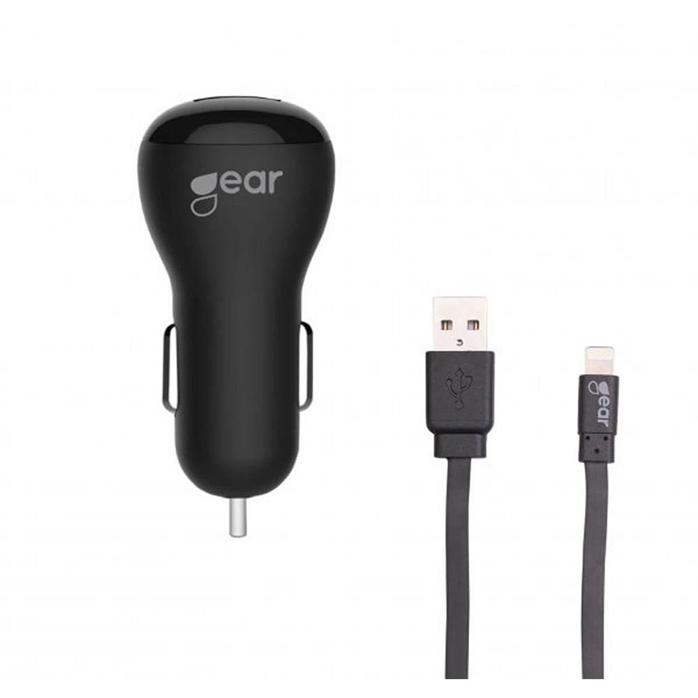 Gear Bil laddare 1xUSB 1A Lightning Kabel 1m MFI Svart