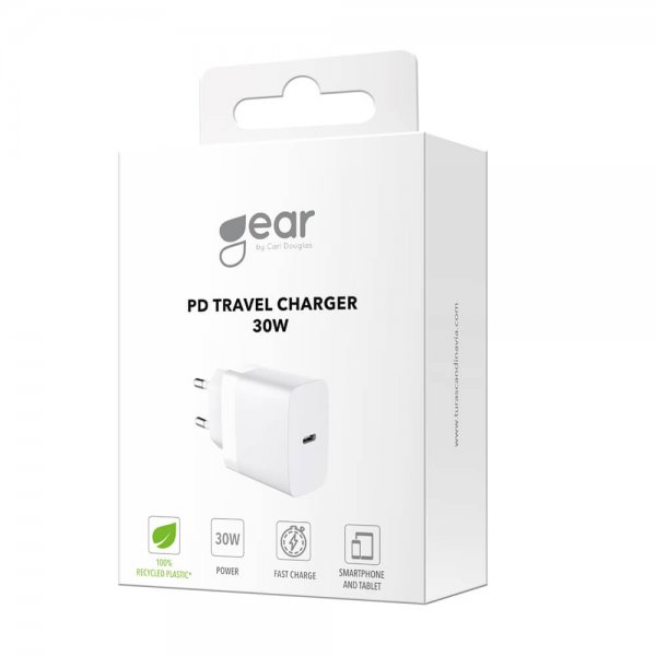 Gear Lader PD/PPS Travel Charger 30W Hvit
