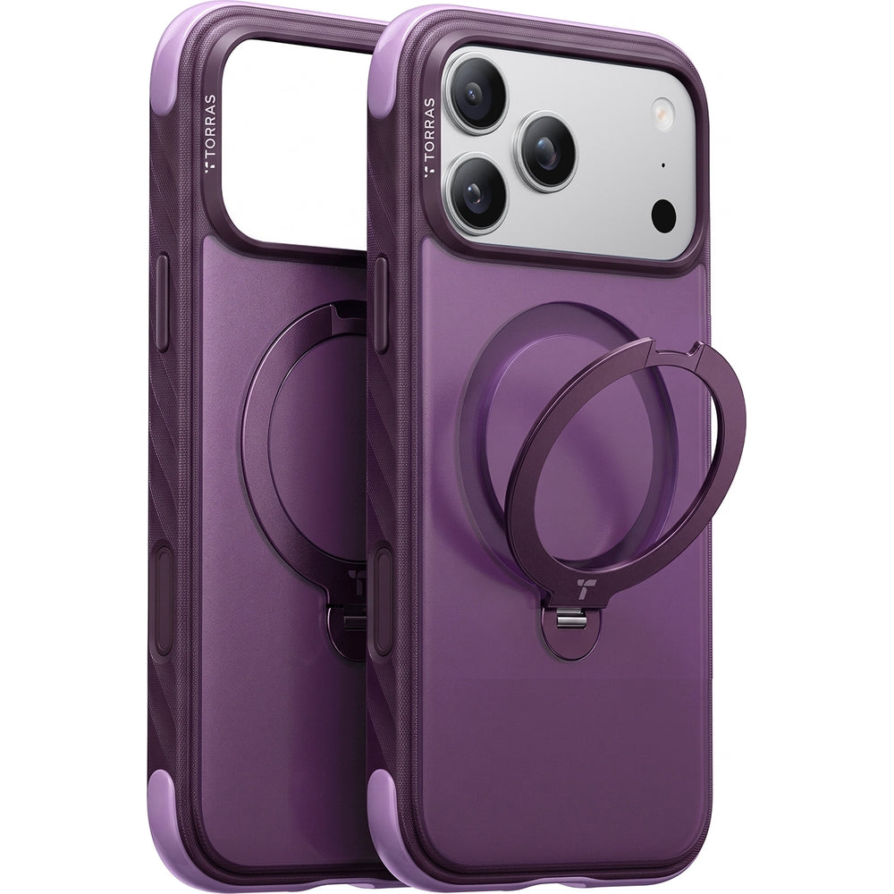 Torras iPhone 18 Pro Max Deksel Ostand Q3 Rugged Plum Purple