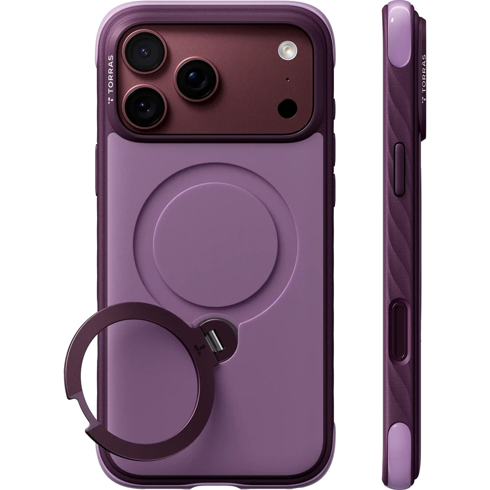 Torras iPhone 18 Pro Max Deksel Ostand Q3 Rugged Plum Purple