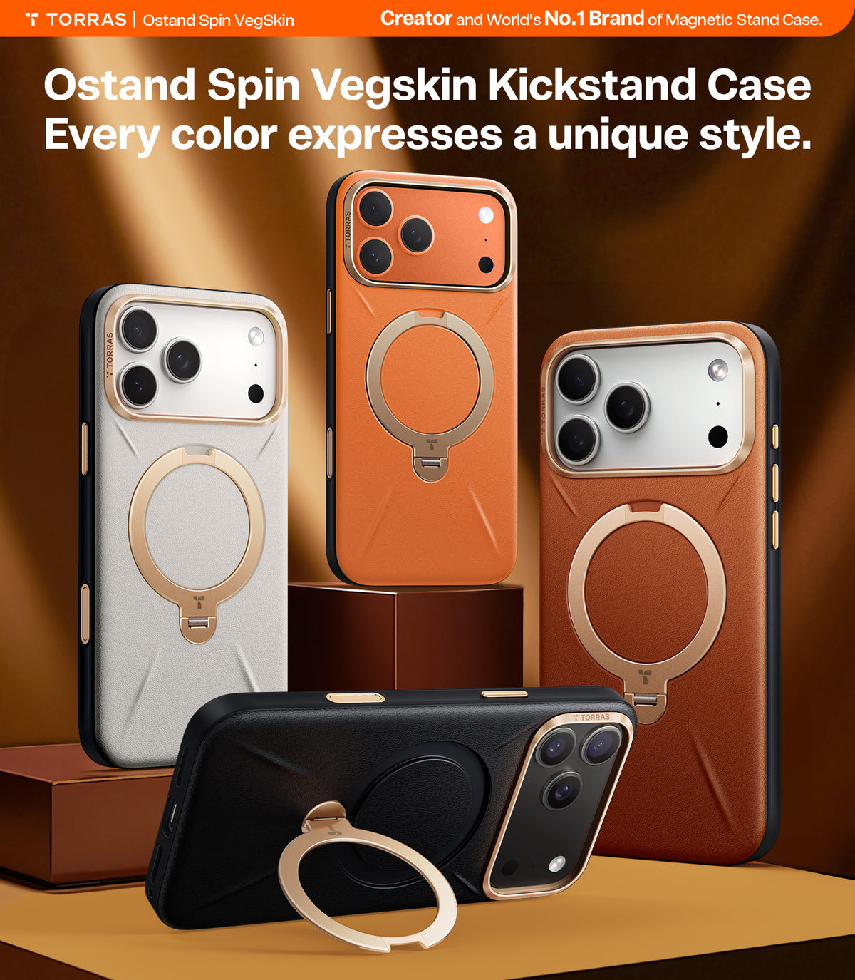 Torras iPhone 17 Pro Max Deksel Ostand Q3 Vegskin Pearl Gray