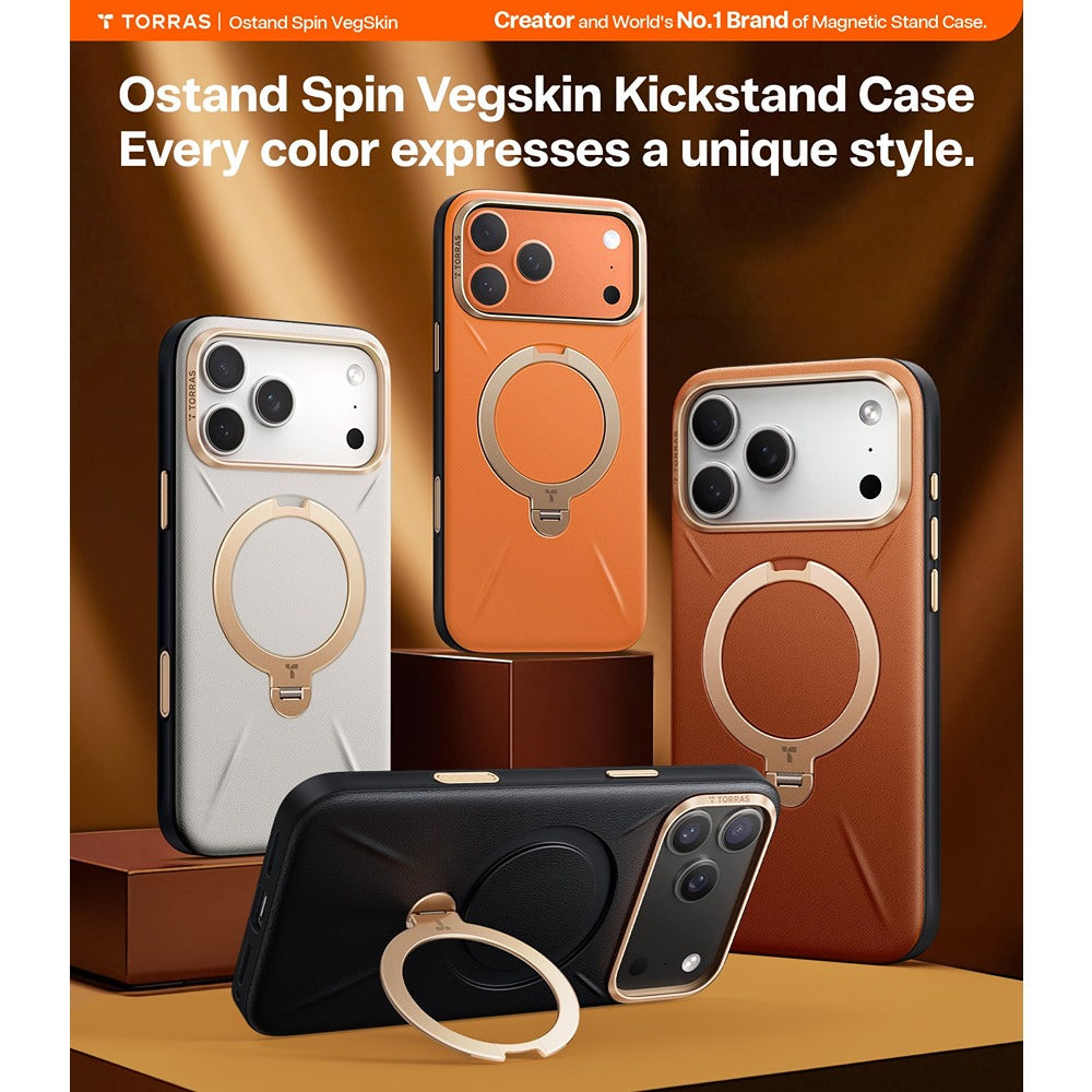 Torras iPhone 17 Pro Max Deksel Ostand Q3 Vegskin Obsidian Black