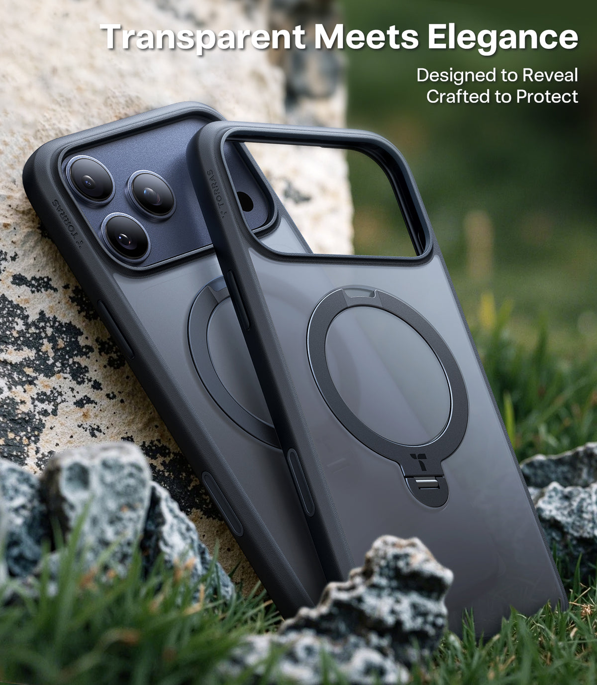 Torras iPhone 17 Pro Max Deksel Ostand Q3 Spin Obsidian Black