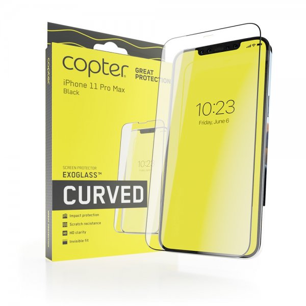Copter iPhone Xs Max/11 Pro Max Skjermbeskytter Exoglass Curved Svart
