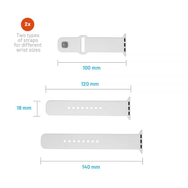 Fixed Apple Watch 44/45/46mm Armbånd Silicone Sporty Strap Hvit