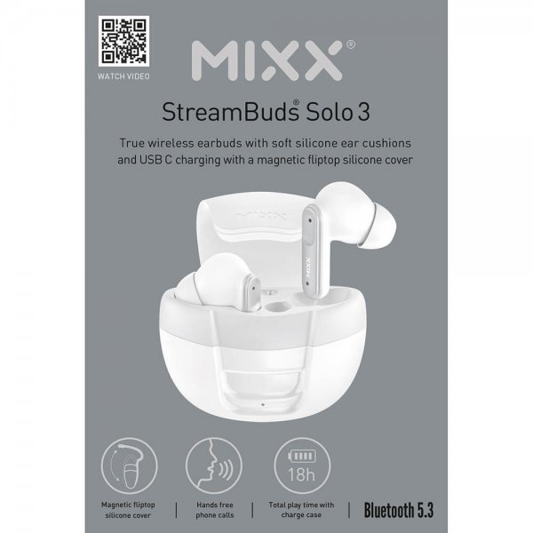 Mixx Hodetelefoner StreamBuds Solo 3 TWS Hvit