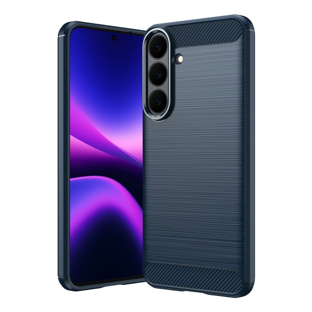 Samsung Galaxy S26 FE Deksel Borstad Kolfibertextur Blå