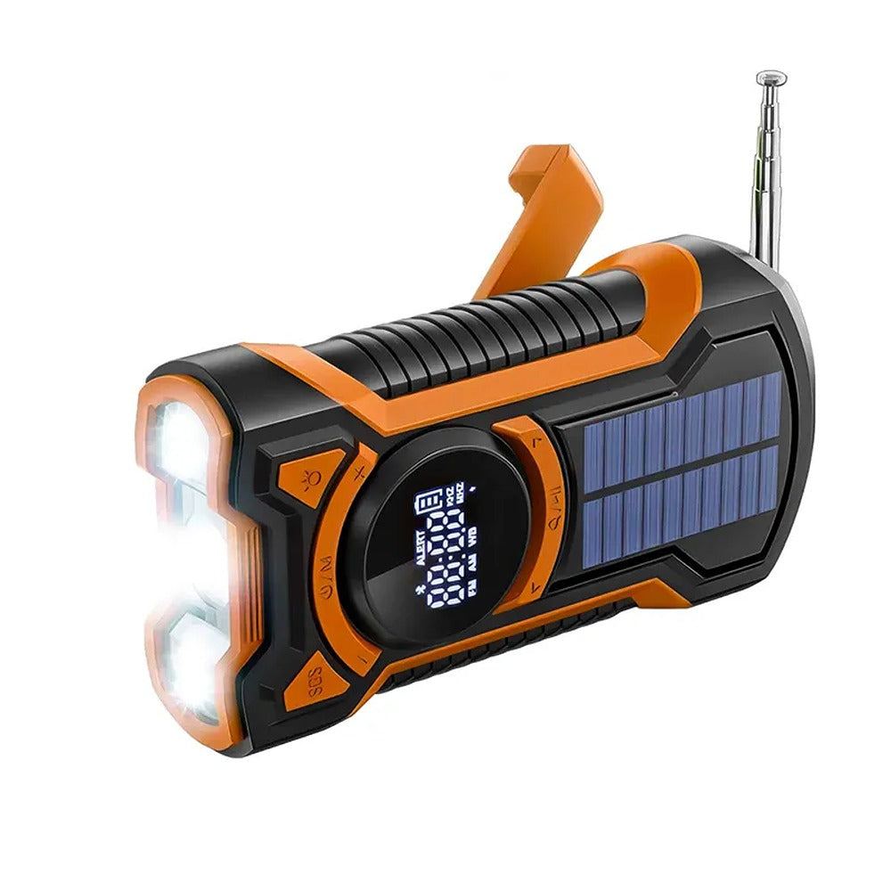 Just in Case 5000 mAh Powerbank/Nødradio solcelle og sveiv Svart/Oransje