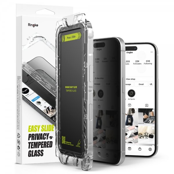 Ringke iPhone 16 Pro Skjermbeskytter Easy Slide Privacy 2-pakning