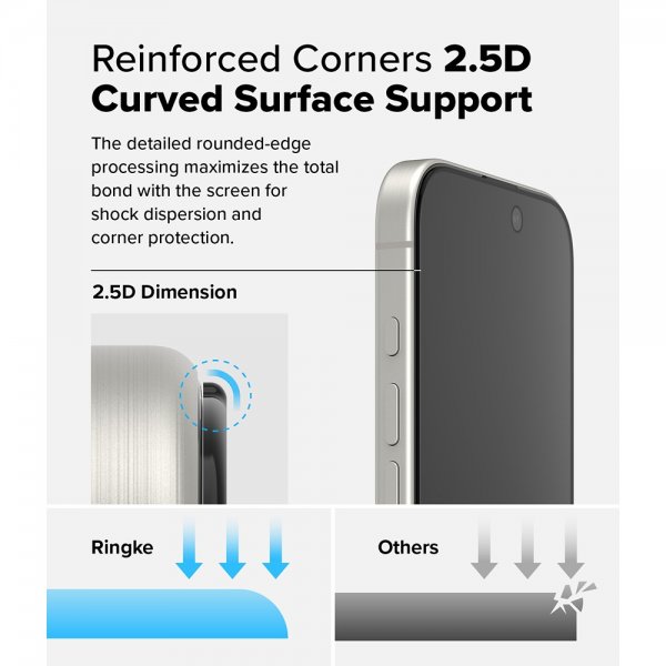 Ringke iPhone 16 Pro Skjermbeskytter Easy Slide Privacy 2-pakning