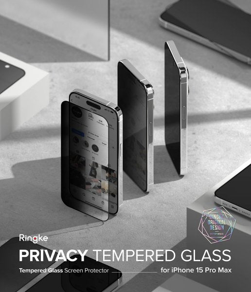 Ringke iPhone 15 Pro Max Skjermbeskytter Privacy Tempered Glass Installation Jig