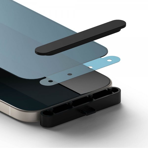 Ringke iPhone 15 Plus Skjermbeskytter Privacy Tempered Glass Installation Jig
