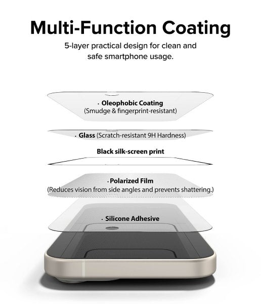 Ringke iPhone 15 Plus Skjermbeskytter Privacy Tempered Glass Installation Jig