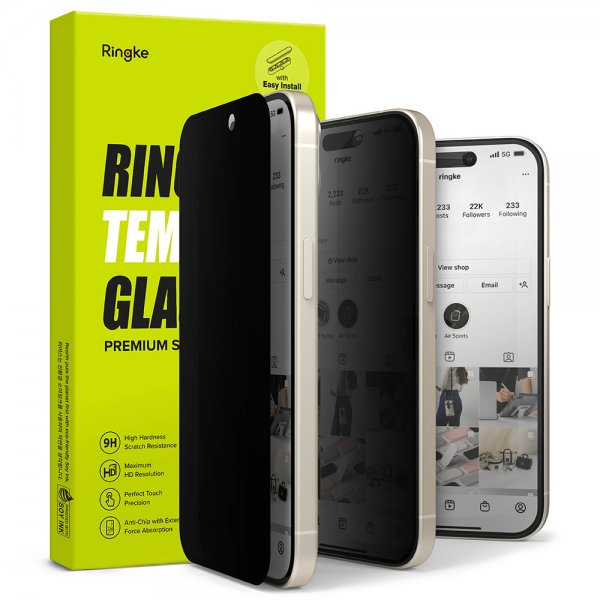 Ringke iPhone 15 Skjermbeskytter Privacy Tempered Glass Installation Jig