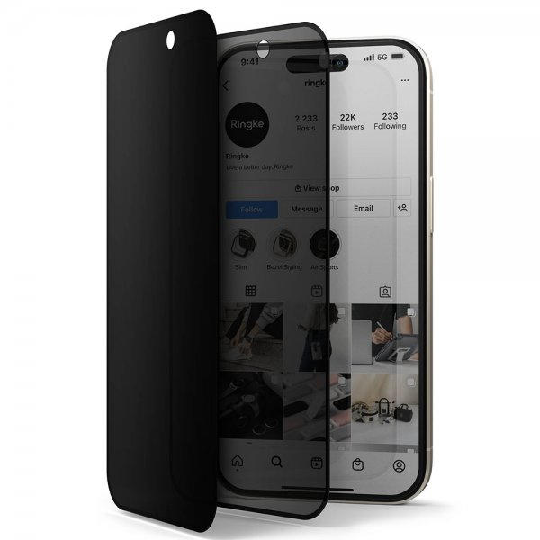 Ringke iPhone 15 Skjermbeskytter Privacy Tempered Glass Installation Jig