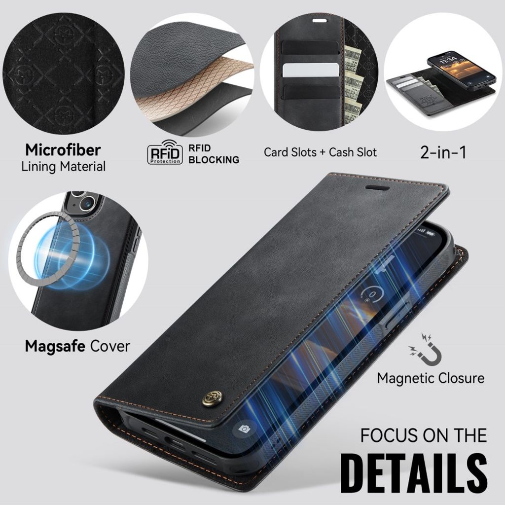 CaseMe iPhone 15 Etui C49 Series Svart