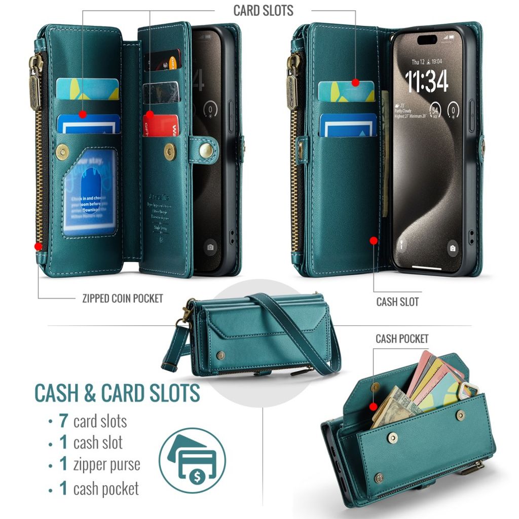 CaseMe iPhone 15 Pro Etui C36 Series Grønn