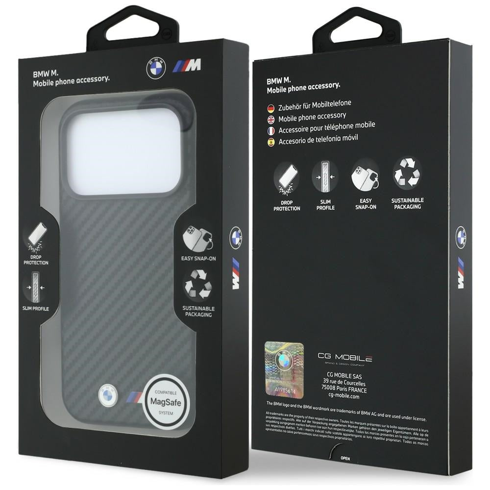 BMW iPhone 18 Pro Deksel M Karbon Metallogo Svart