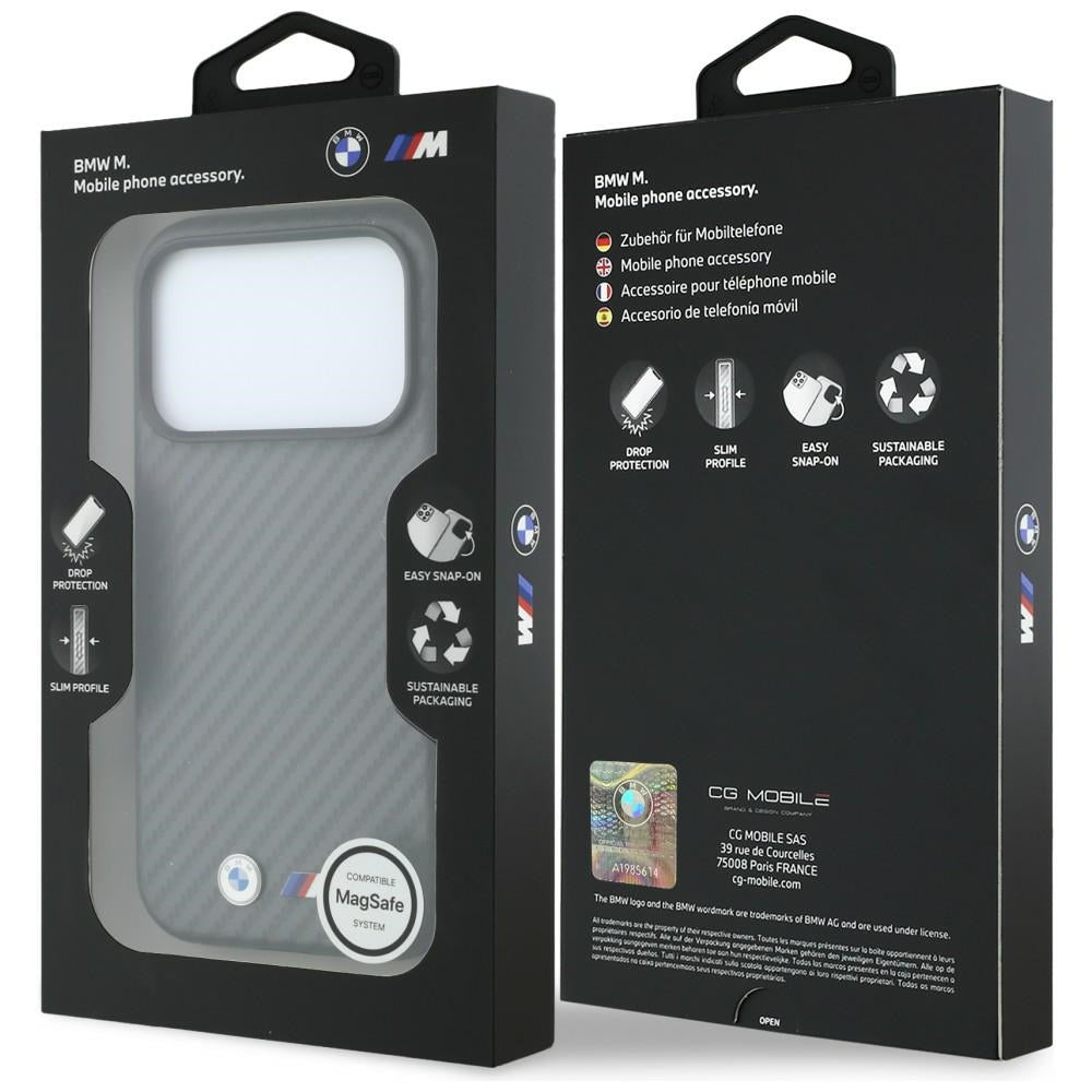 BMW iPhone 18 Pro Deksel M Carbon Metal Logo Grå