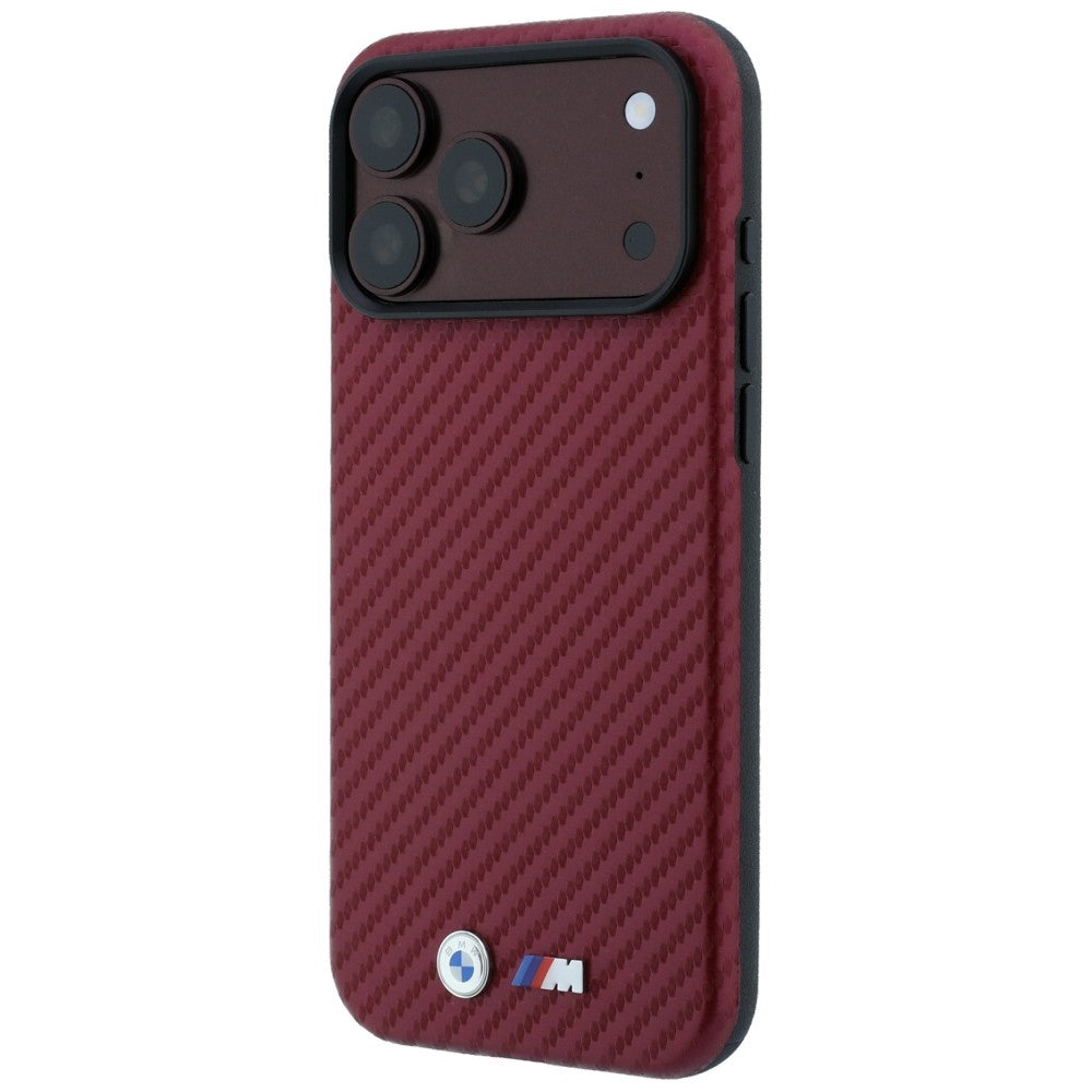 BMW iPhone 17 Pro Max/iPhone 18 Pro Max Deksel M Carbon Metal Logo burgunder