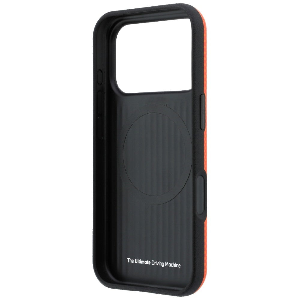 BMW iPhone 17 Pro/iPhone 18 Pro Deksel M Quadrille Kevlar med metallogo Oransje