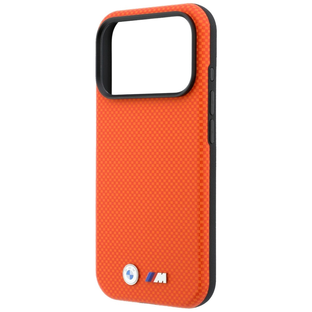 BMW iPhone 17 Pro Max/iPhone 18 Pro Max Deksel M Quadrille Kevlar Metal Logo Oransje