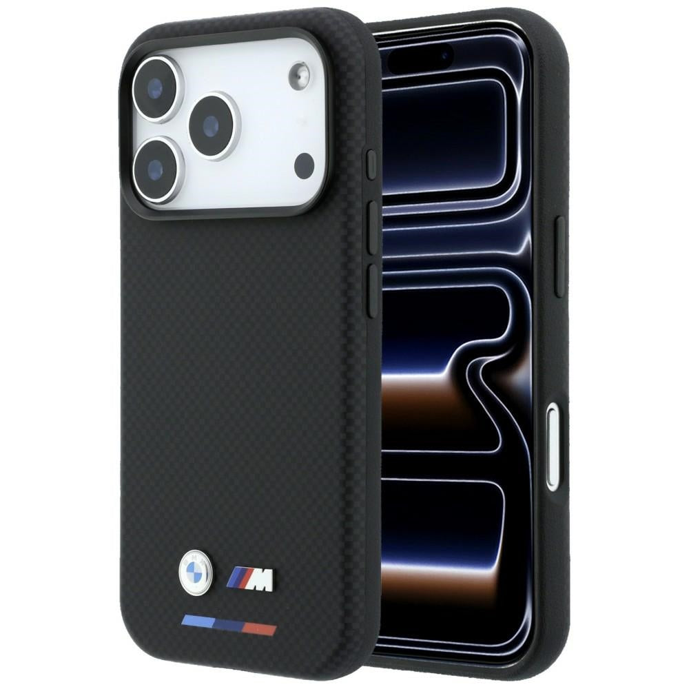 BMW iPhone 17 Pro Max/iPhone 18 Pro Max Deksel M Quadrille Kevlar Tricolor og Metal Logo Svart