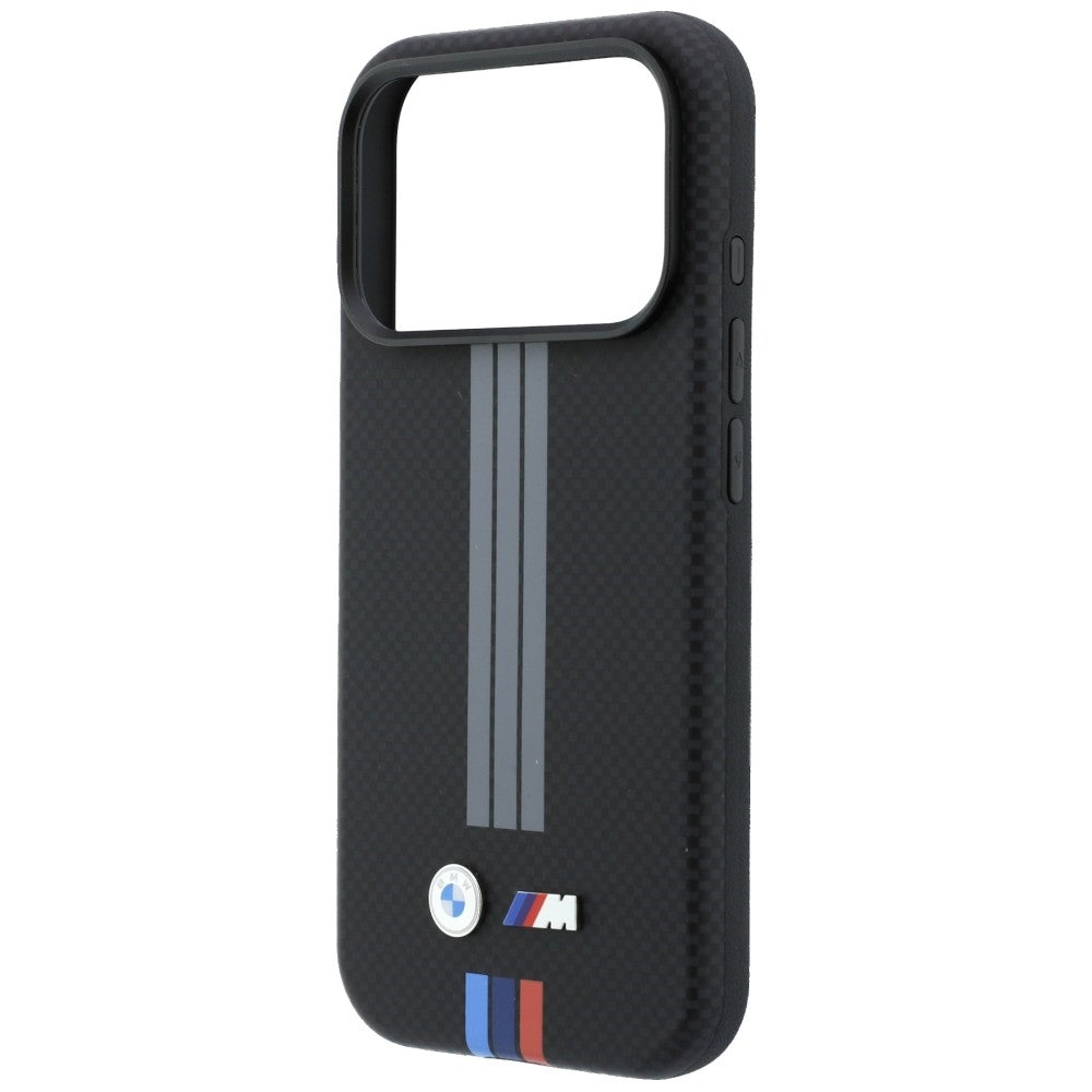 BMW iPhone 17 Pro/iPhone 18 Pro Deksel M Quadrille Kevlar med trefargede linjer Svart