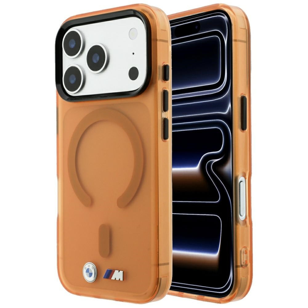 BMW iPhone 17 Pro/iPhone 18 Pro Deksel M Frosted Metal Logo Oransje