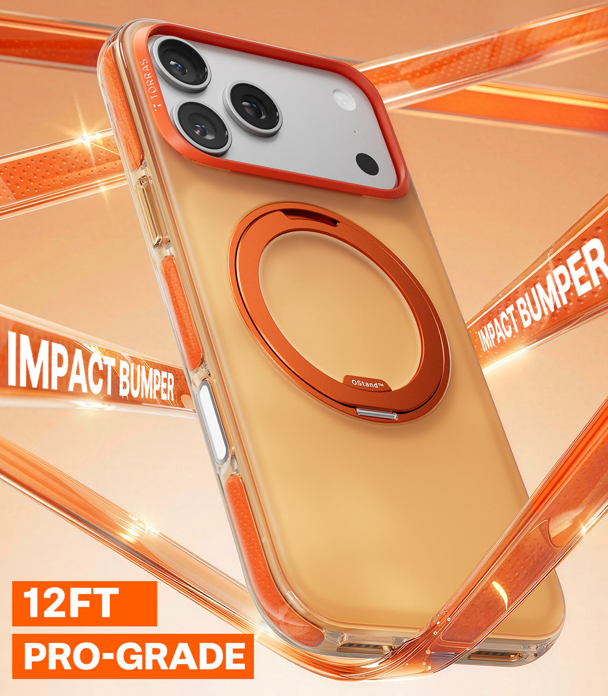 Torras iPhone 17 Pro Max Deksel Ostand O3 Hue Golden Citrus