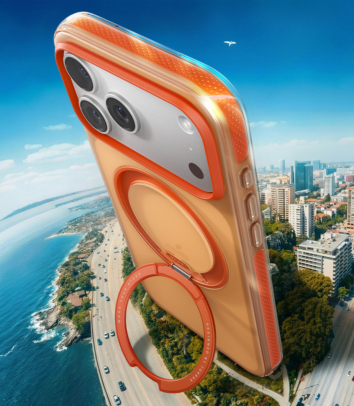 Torras iPhone 17 Pro Max Deksel Ostand O3 Hue Golden Citrus