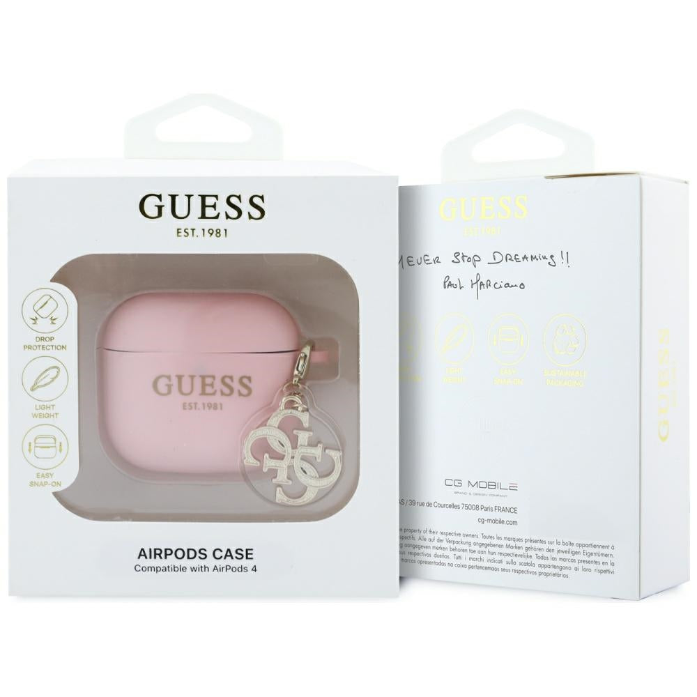Guess AirPods 4 Deksel Silicone 4G Charm Rosa