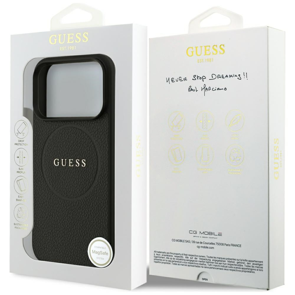 Guess iPhone 17 Pro/iPhone 18 Pro Deksel med kornet tekstur Svart